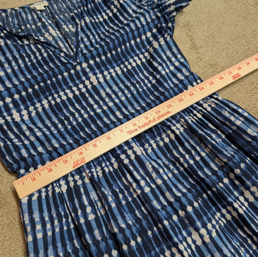 J Crew Factory Tie Dye Blue White Tiered Midi Dress 100% Cotton Pocket Sz 6 Belt - Picture 8 of 16